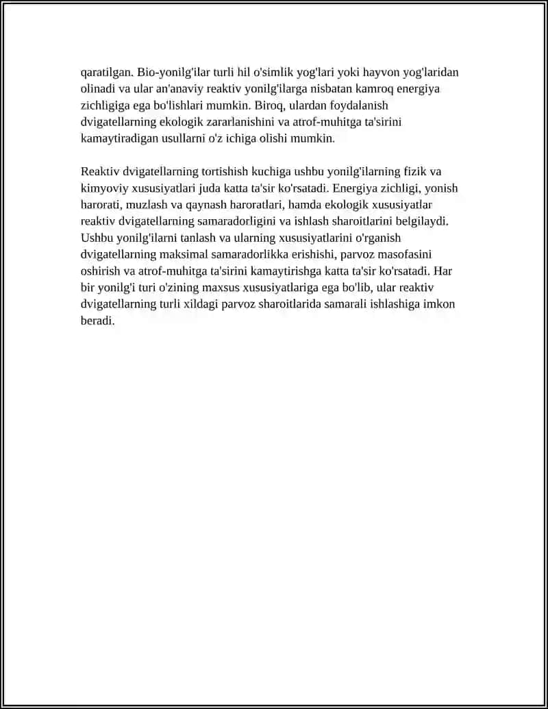 HAVO-REKATIV DVIGATELLARI UCHUN YONILGʻILSR (REAKTIV YONILGʻILAR) 4