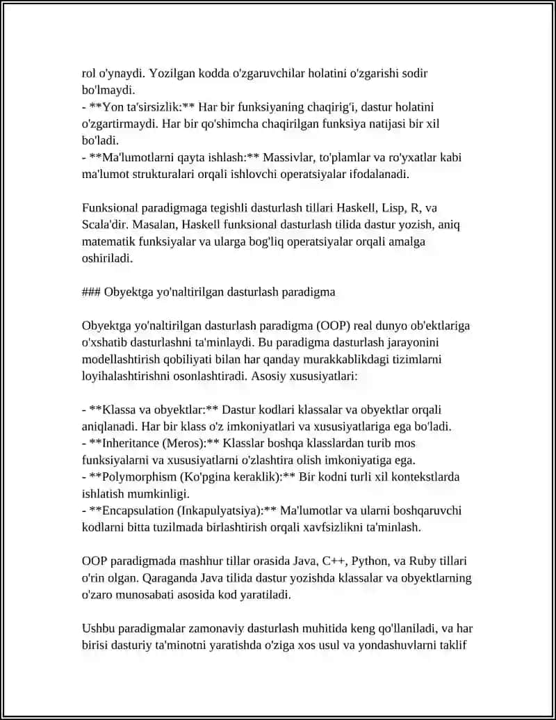 ZAMONAVIY DASTURLASH TILLARINING TAHLILI 4
