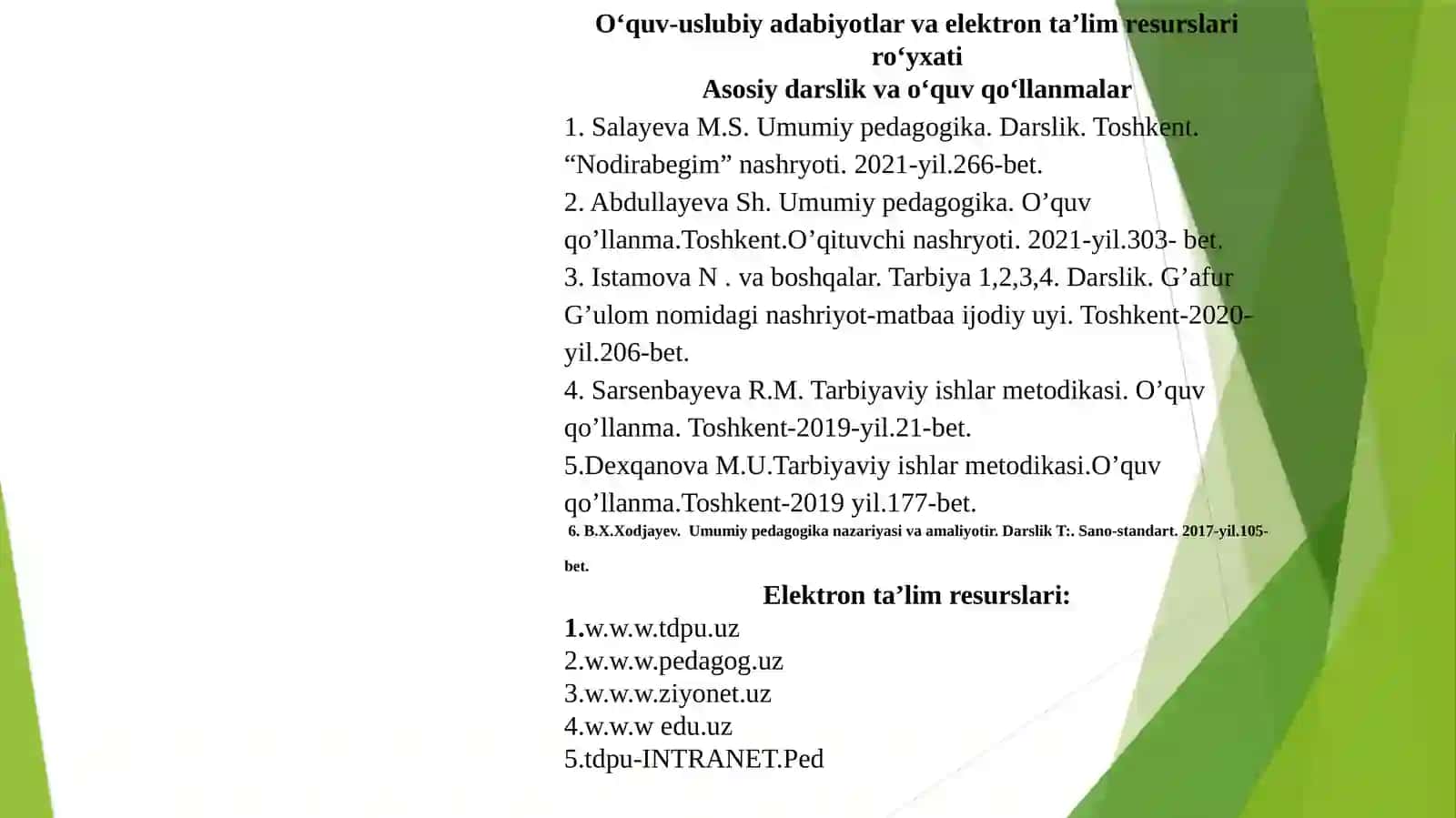 TARBIYA DARSLARIDA SINFDAN TASHQARI ISHLARNI TASHKIL ETISH METODIKASI 4