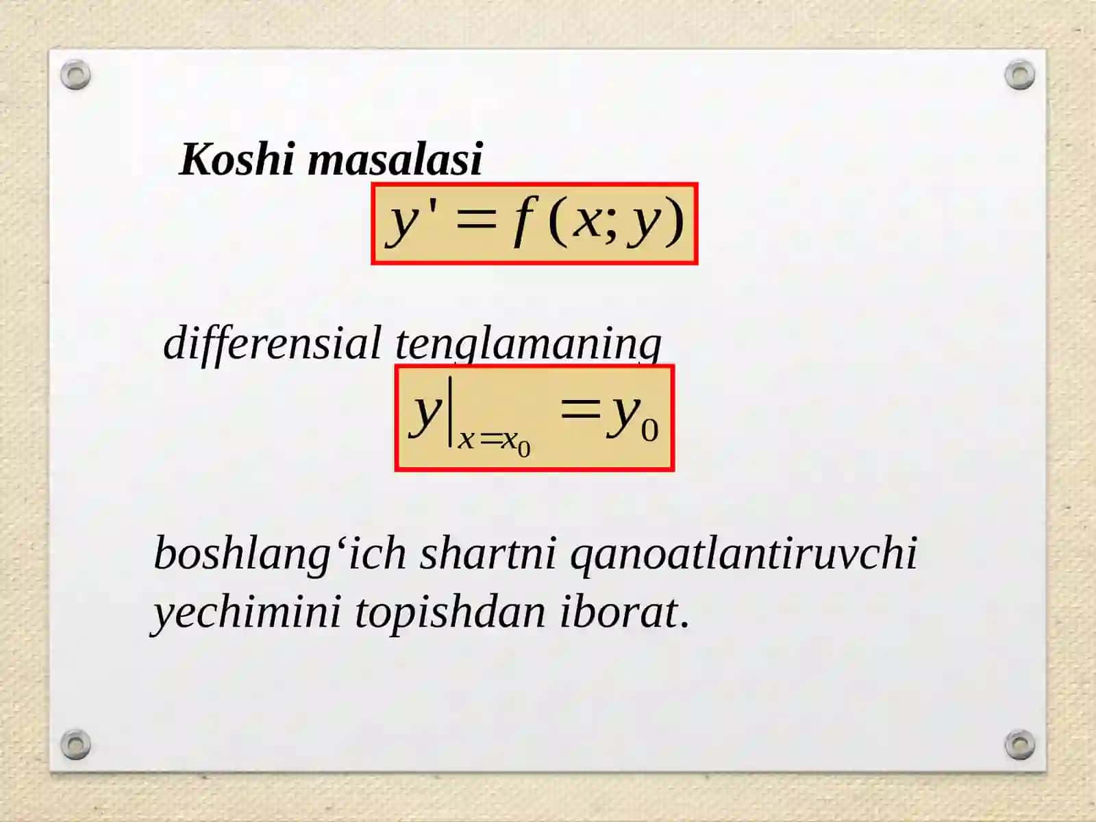 29-mavzu. Birinchi tartibli va ikkinchi tartibli differensial tenglamalar 4