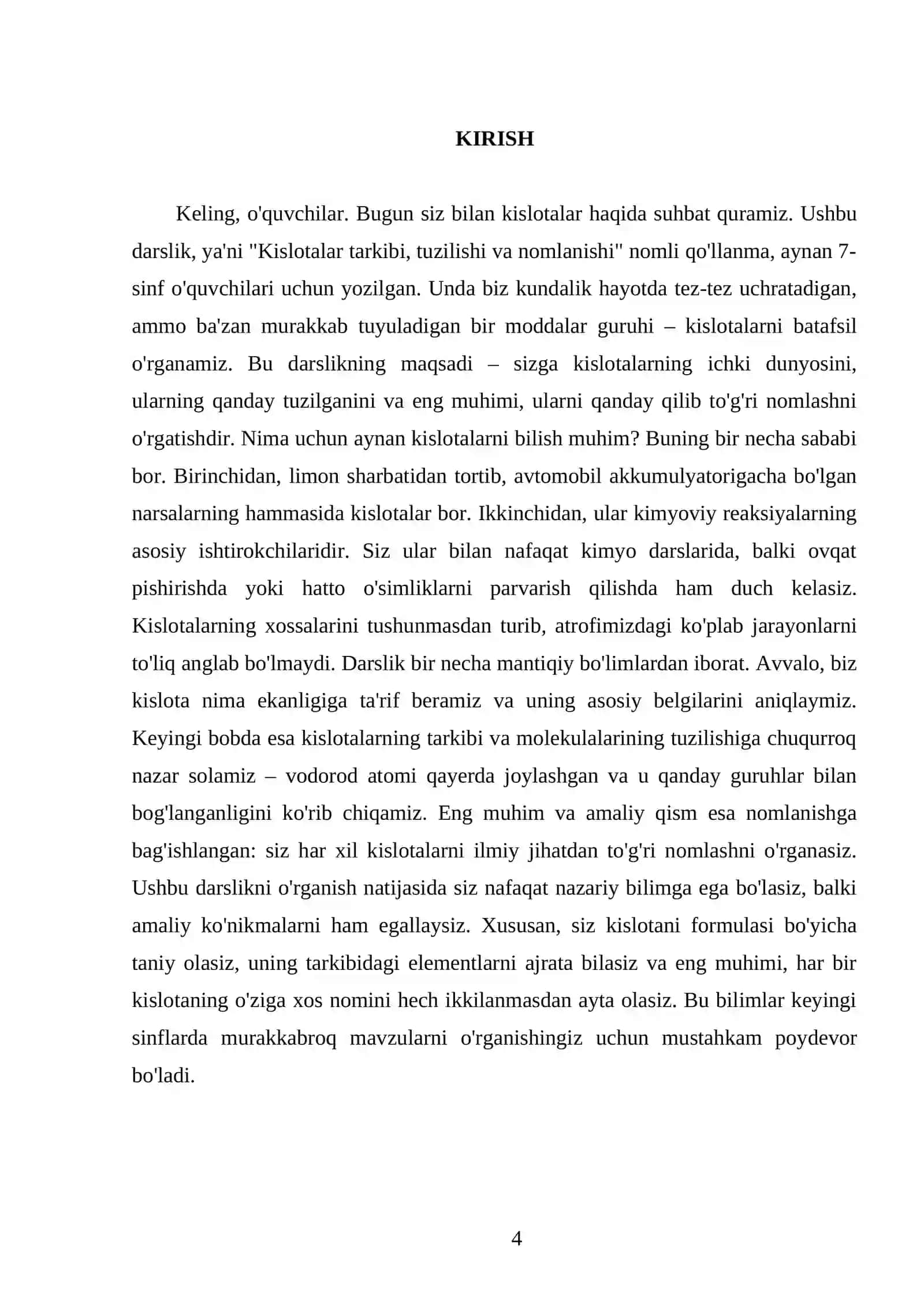 KISLOTALAR TARKIBI, TUZILISHI VA NOMLANISHI. 7 - SINF 4