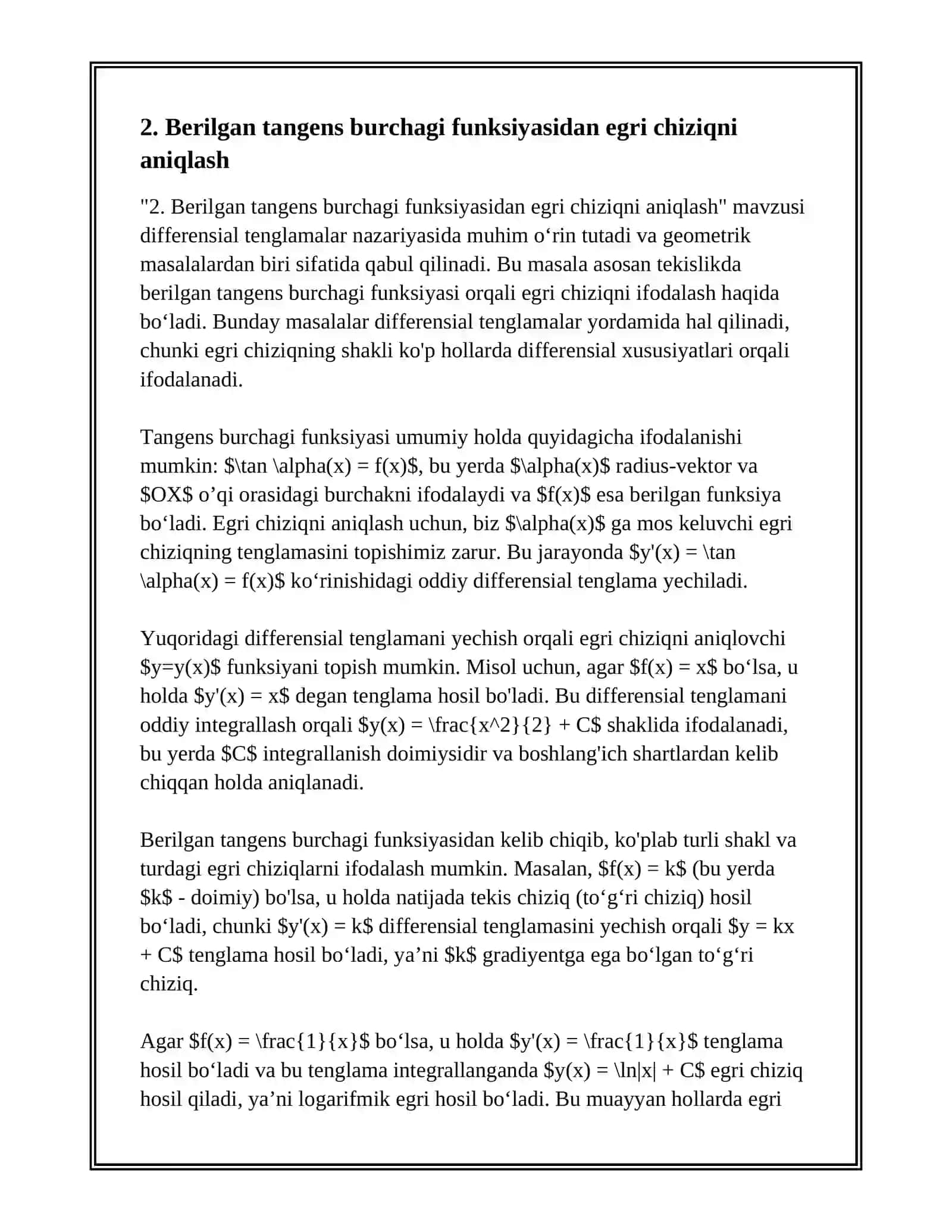 DIFFERENSIAL TENGLAMAGA KELTIRILADIGAN GEOMETRIK MASALALAR 4