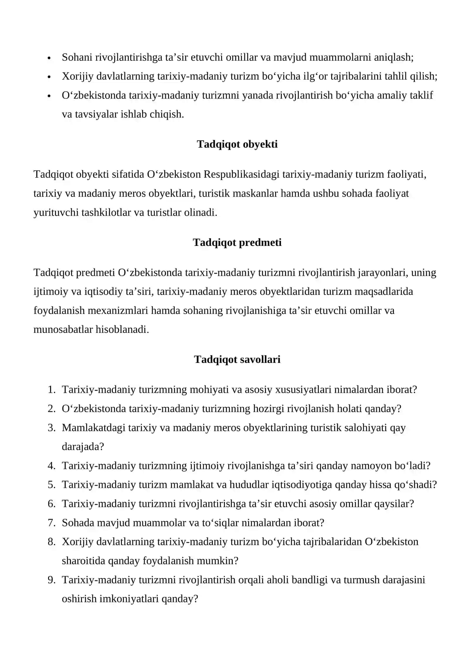 O‘ZBEKISTONDA TARIXIY-MADANIY TURIZMNI RIVOJLANTIRISHNING IJTIMOIY- IQTISODIY JIHATLARI 4