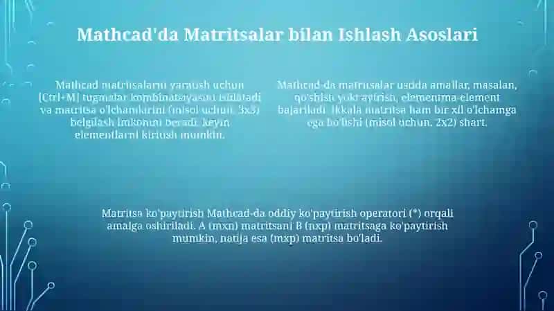 Matritsa ustida amallarni mathcad dasturi orqali hisoblash 4