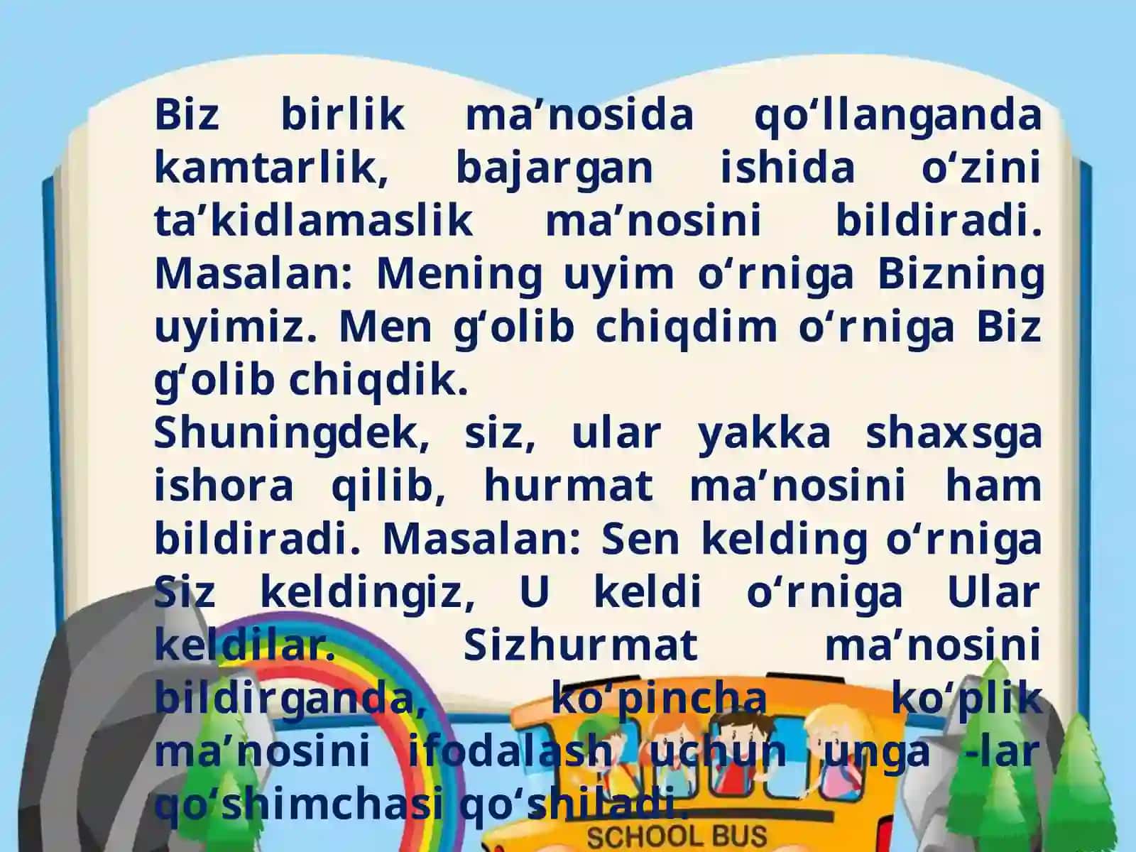 Kishilik olmoshlarining gap bo’laklari 4