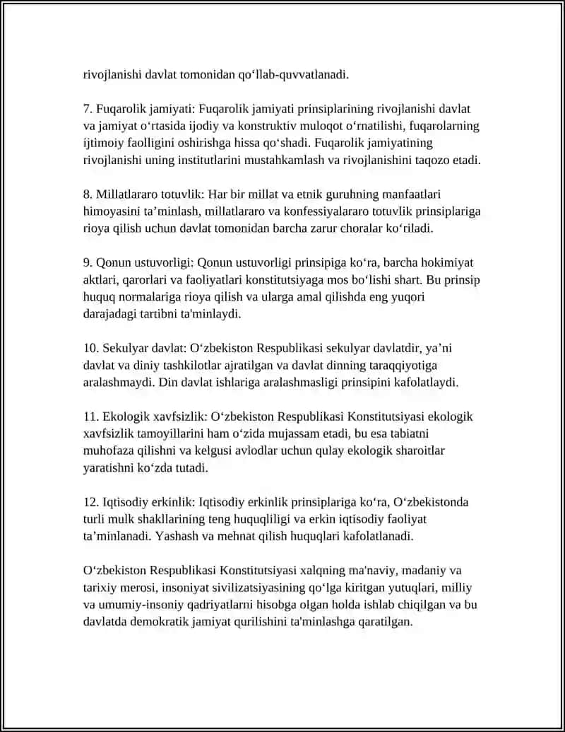 O'ZBEKISTON RESPUBLIKASI KONSTITUTSIYASINING ASOSIY QONUNI 4