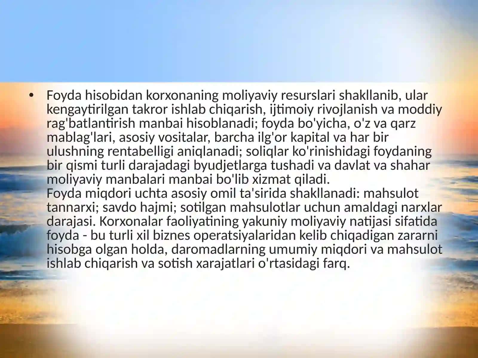 Turistik firmalarda foydani shakllantirish va undan samarali foydalanish 4