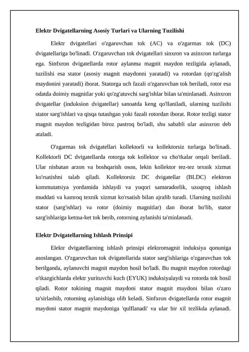Elektr yuritmalarning tuzilishi va ishlash prinsipi 4