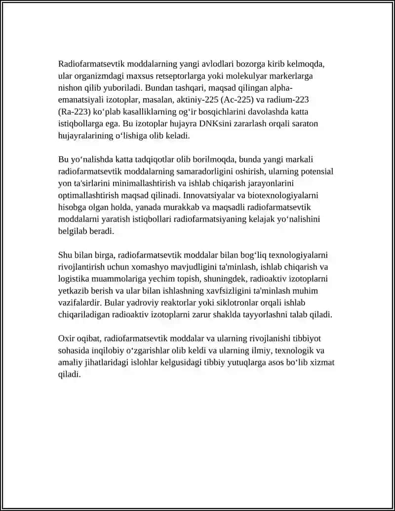 Radiofarmatsevtik moddalar va ularning rivojlanishi 4