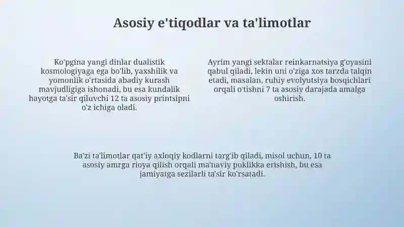 Yangi diniy ta'limotlar va sektalarning kelib chiqishi va asosiy e'tiqodlari 4