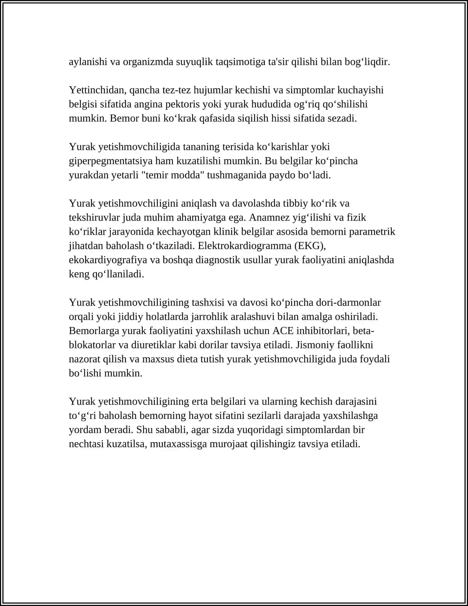Yurak yetishmovchiligi kasaligini davolash 4