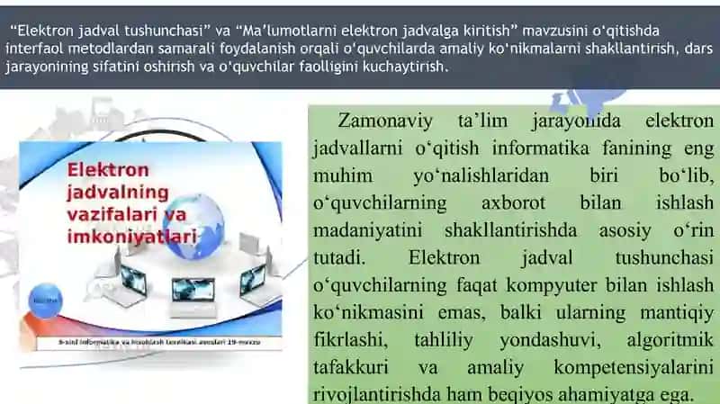Elektron jadval tushunchasi 4
