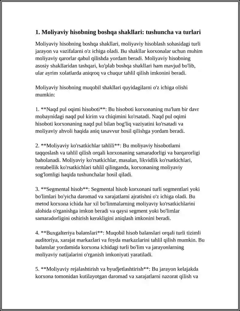MOLIYAVIY XISOBNING BOSHQA SHAKILLARI VA BALANSNING OʻZARO BOGʻLIQLIGI AUDITI 4