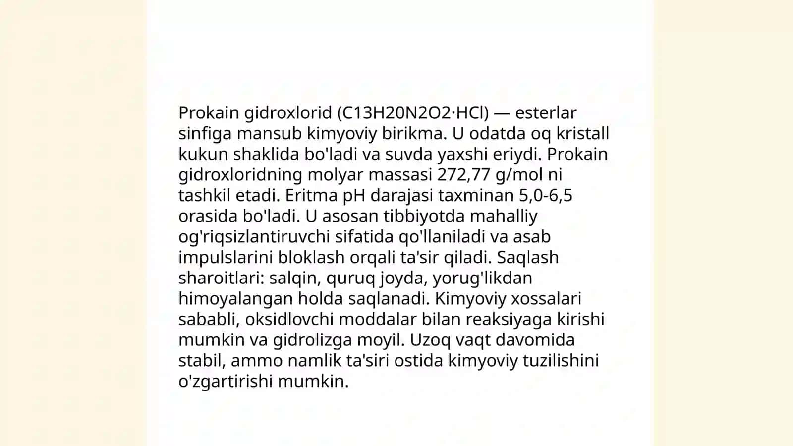 IQ-spektroskopiya usulining prokain gidroxlorid moddasi tahlilida qo'llanilishi 4