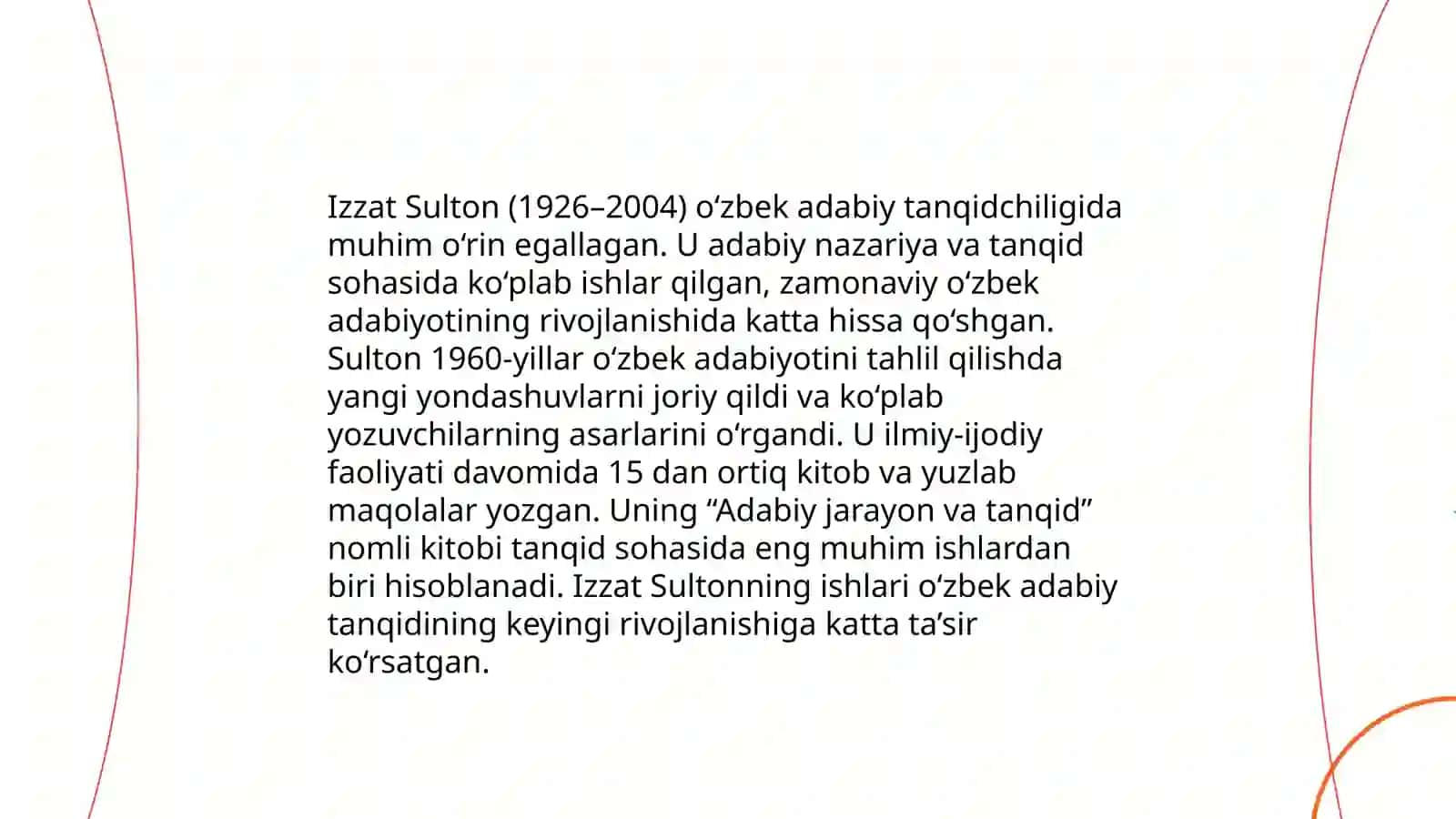 XX asr 2-yarmidagi adabiy tanqid. Oybek va Izzat Sultonlarning tanqidiy faoliyati 4