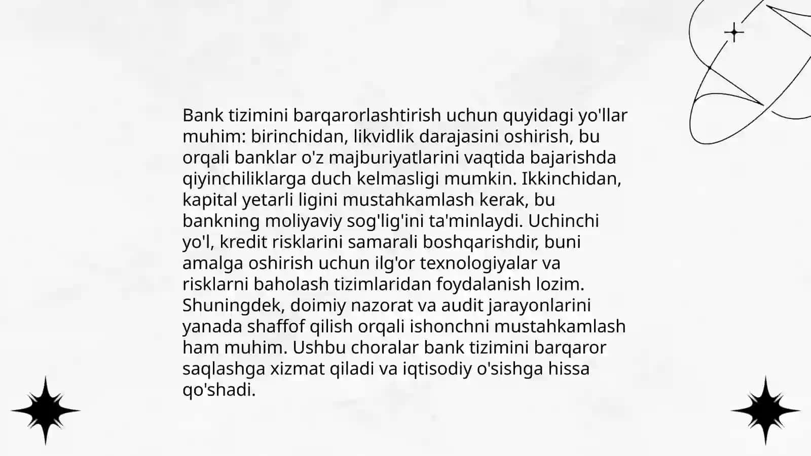 Barqaror bank tizimi va uni boshqarish 4