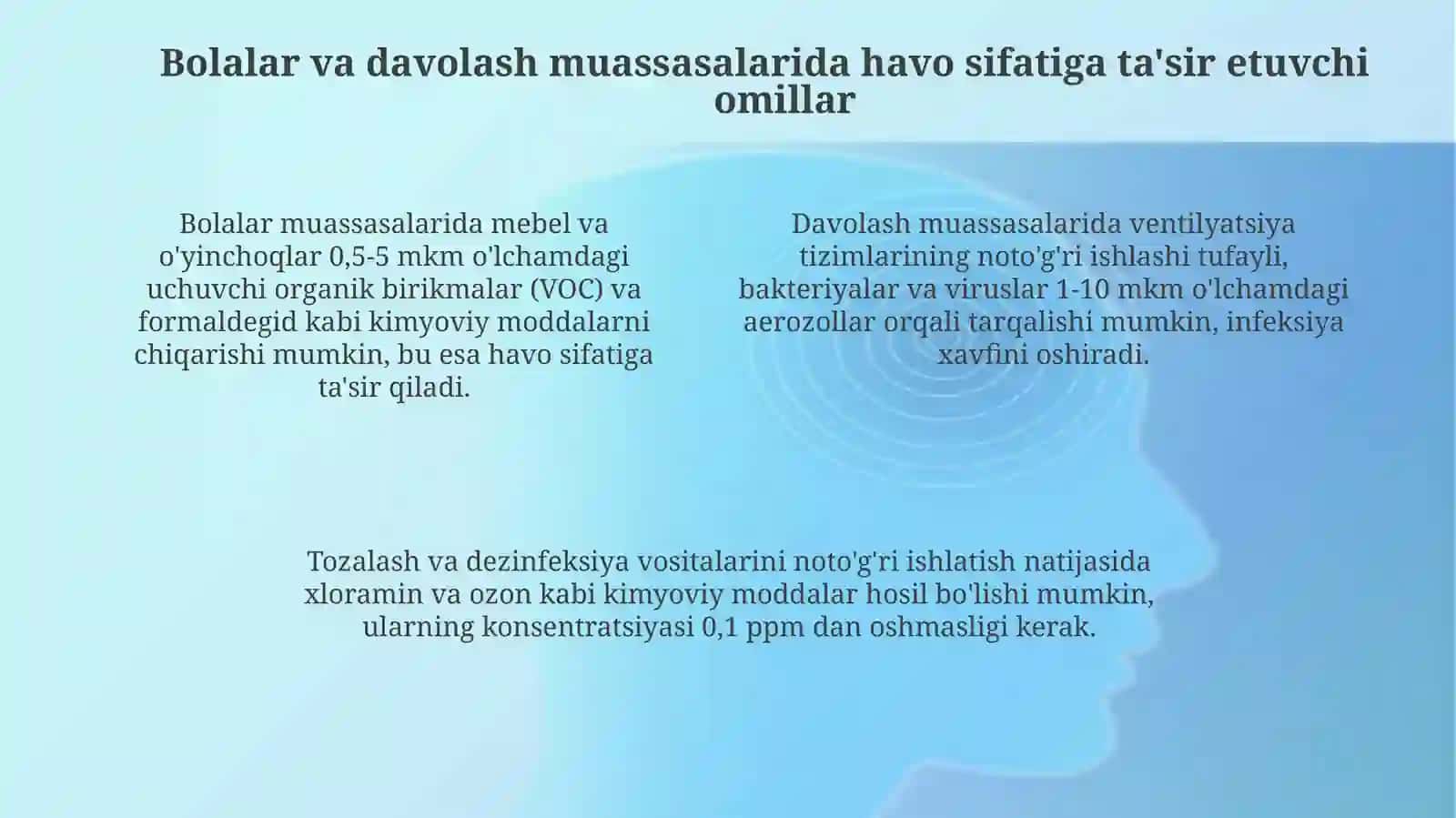 Bolalar va davolash muassasalaridagi xonalarda havoni tekshirish va baholash 4