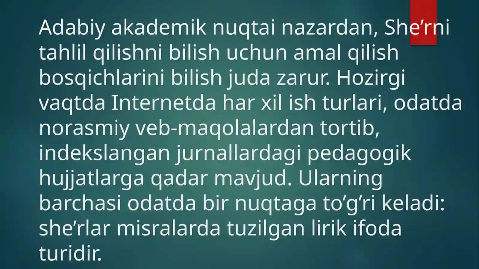 Sheʼr matni tahlili. Masal matni tahlili 4