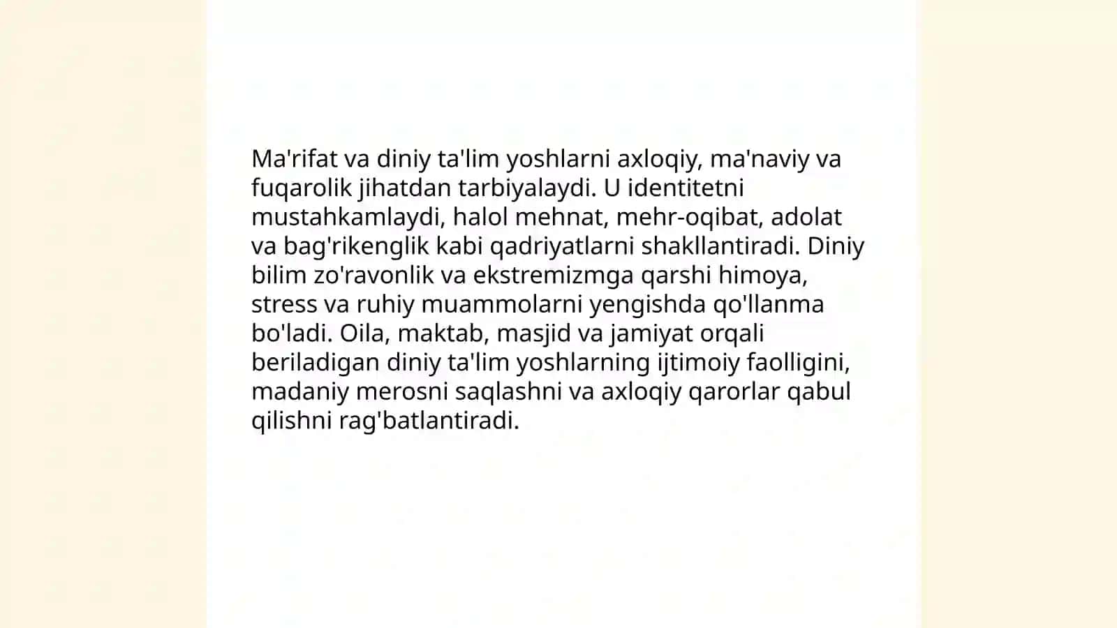 Islom qadriyatlari va ma'rifatining hozirgi davrdagi ahamiyati 4