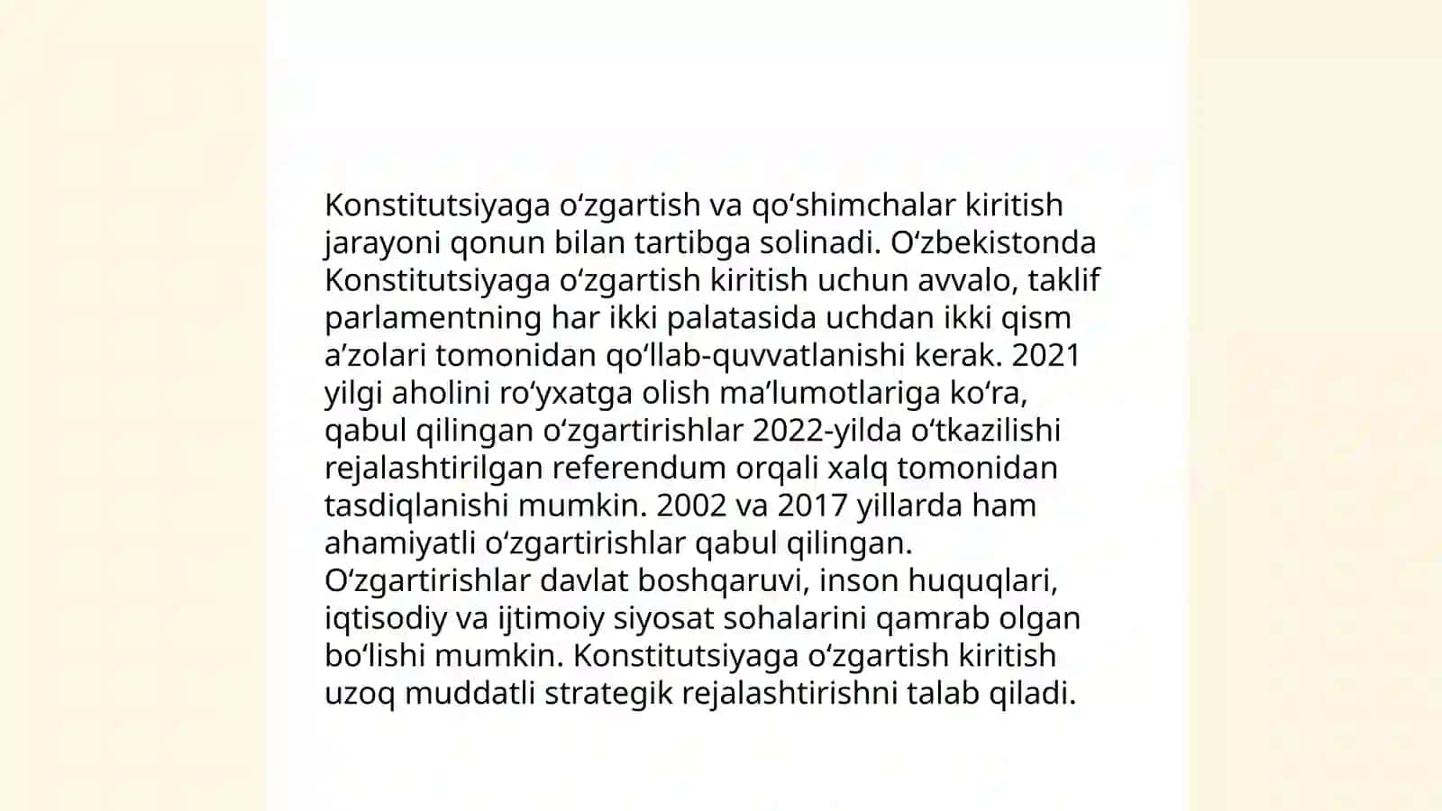 Oʻzbekiston Respublikasi Oliy Majlisining konstitutsiyaviy vakolatlari 4