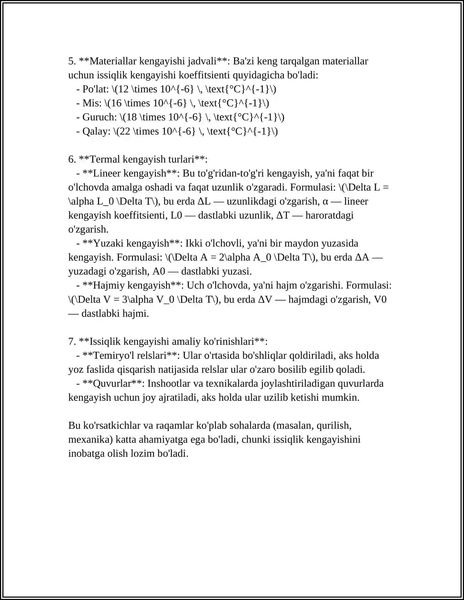 Issiqlik kengayishi asoslari 4