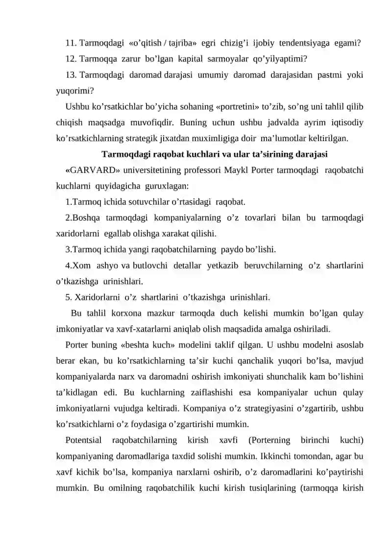 Tarmoqdagi asosiy iqtisodiy korsatgichlar tahlili 4