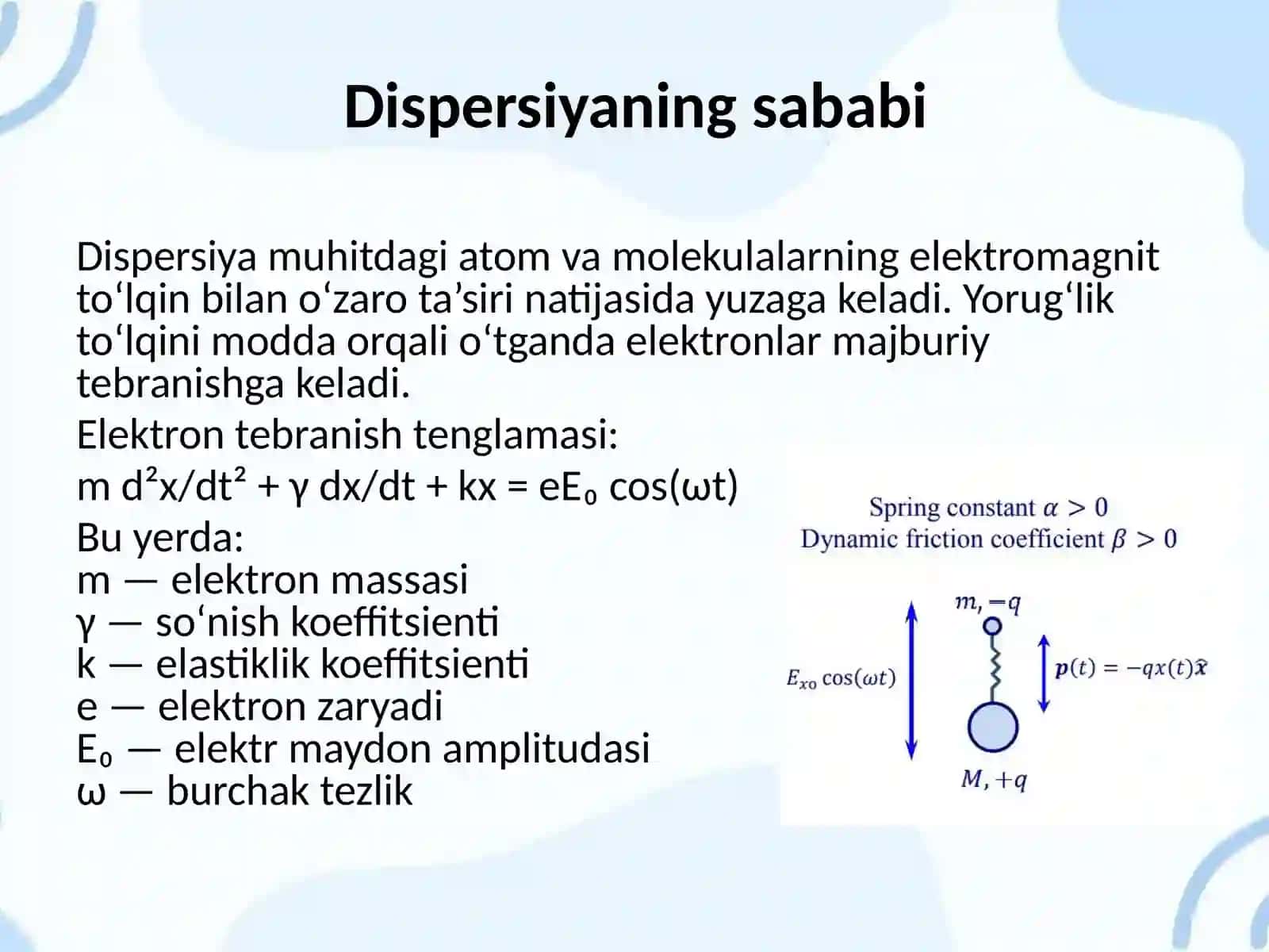 YORUG‘LIK DISPERSIYASINING KLASSIK NAZARIYASINI O‘RGANISH 4