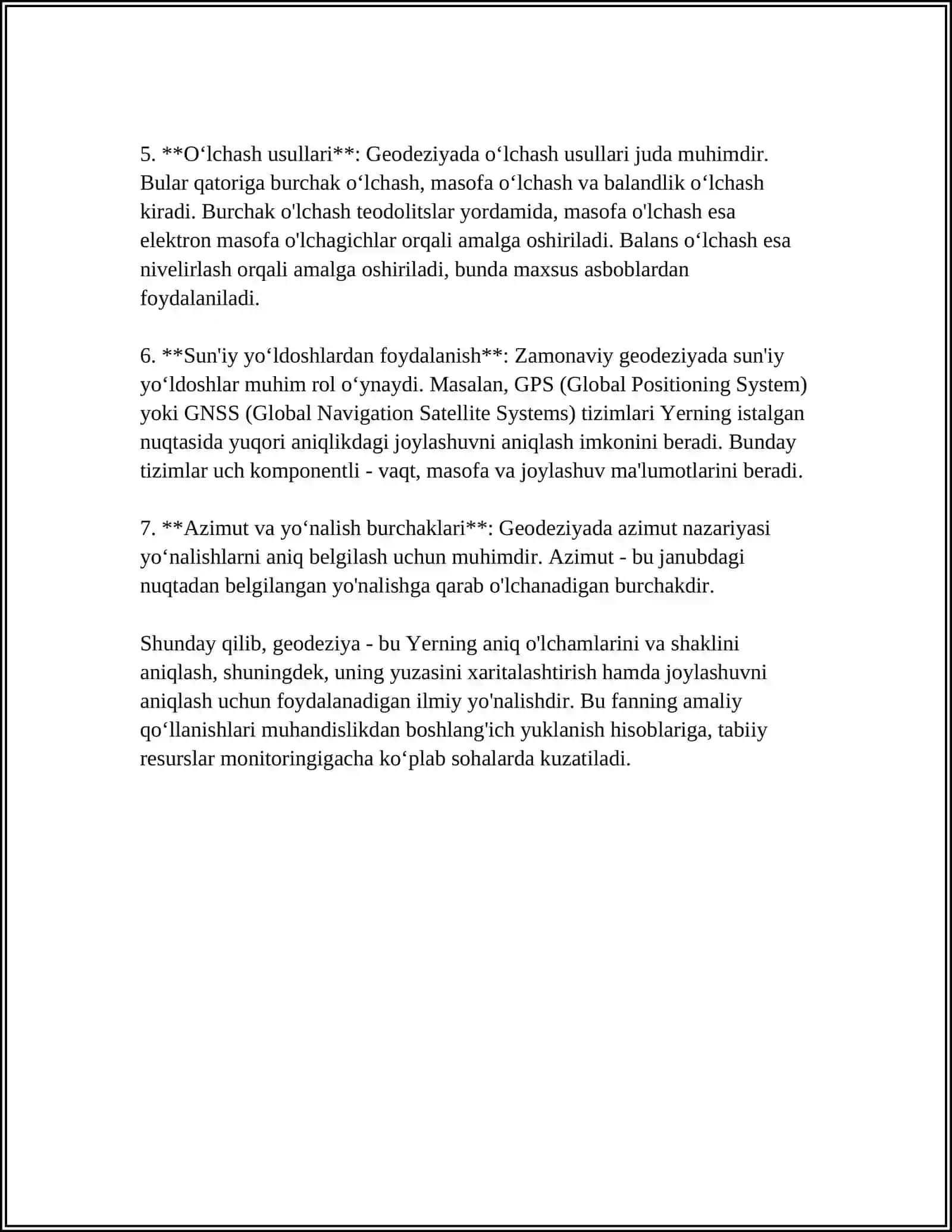 MUSTAQIL ISH Mavzu: INJENER-GEODEZIK TARMOQLAR 4