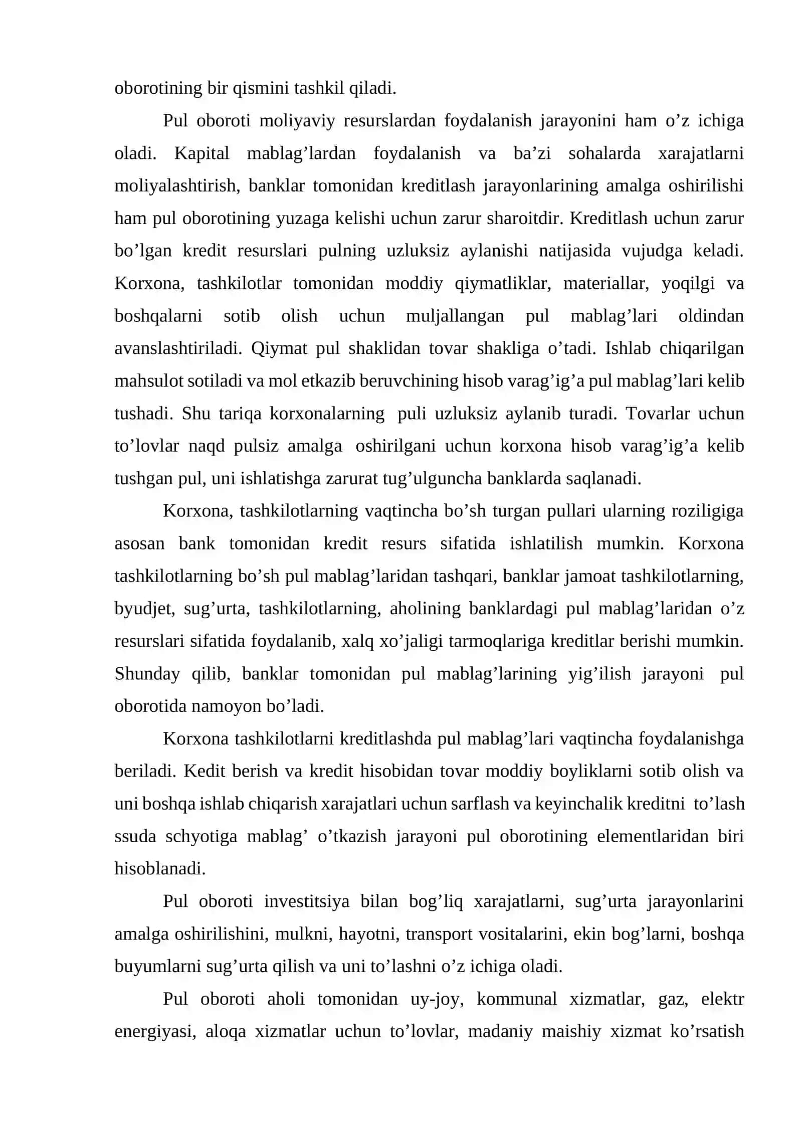 Pul aylanmasiga tavsifnona va uning tuzilishi 4