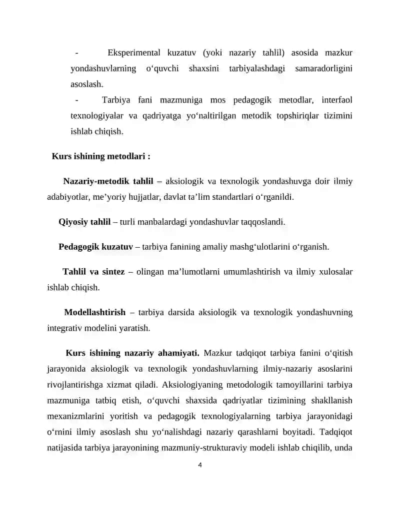 TARBIYA FANINI O‘QITISH JARAYONIGA AKSIOLOGIK VA TEXNOLOGIK YONDOSHUVLAR 4