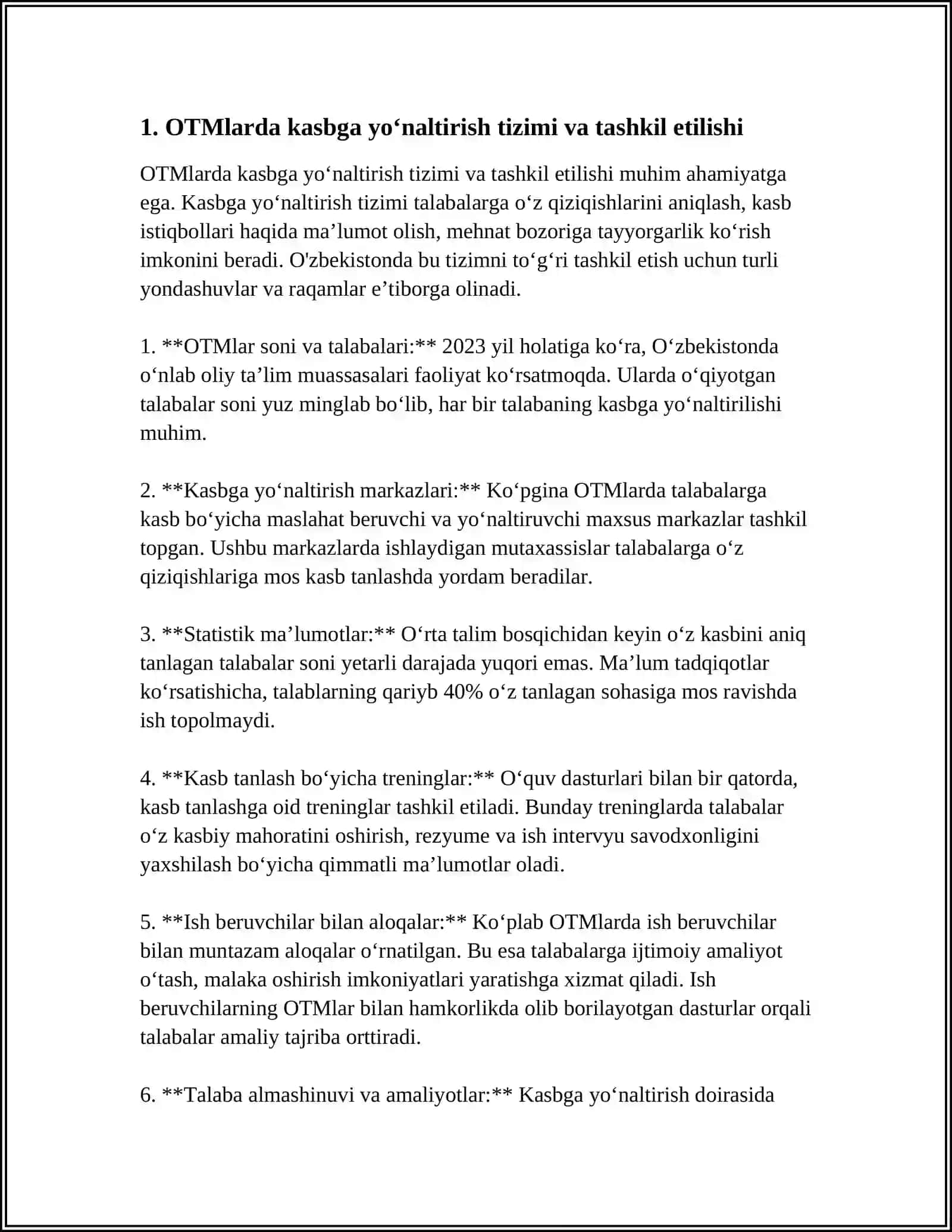 OTM DA KASBGA YO‘NALTIRISH VA KASB TANLASH MASALALARI 4