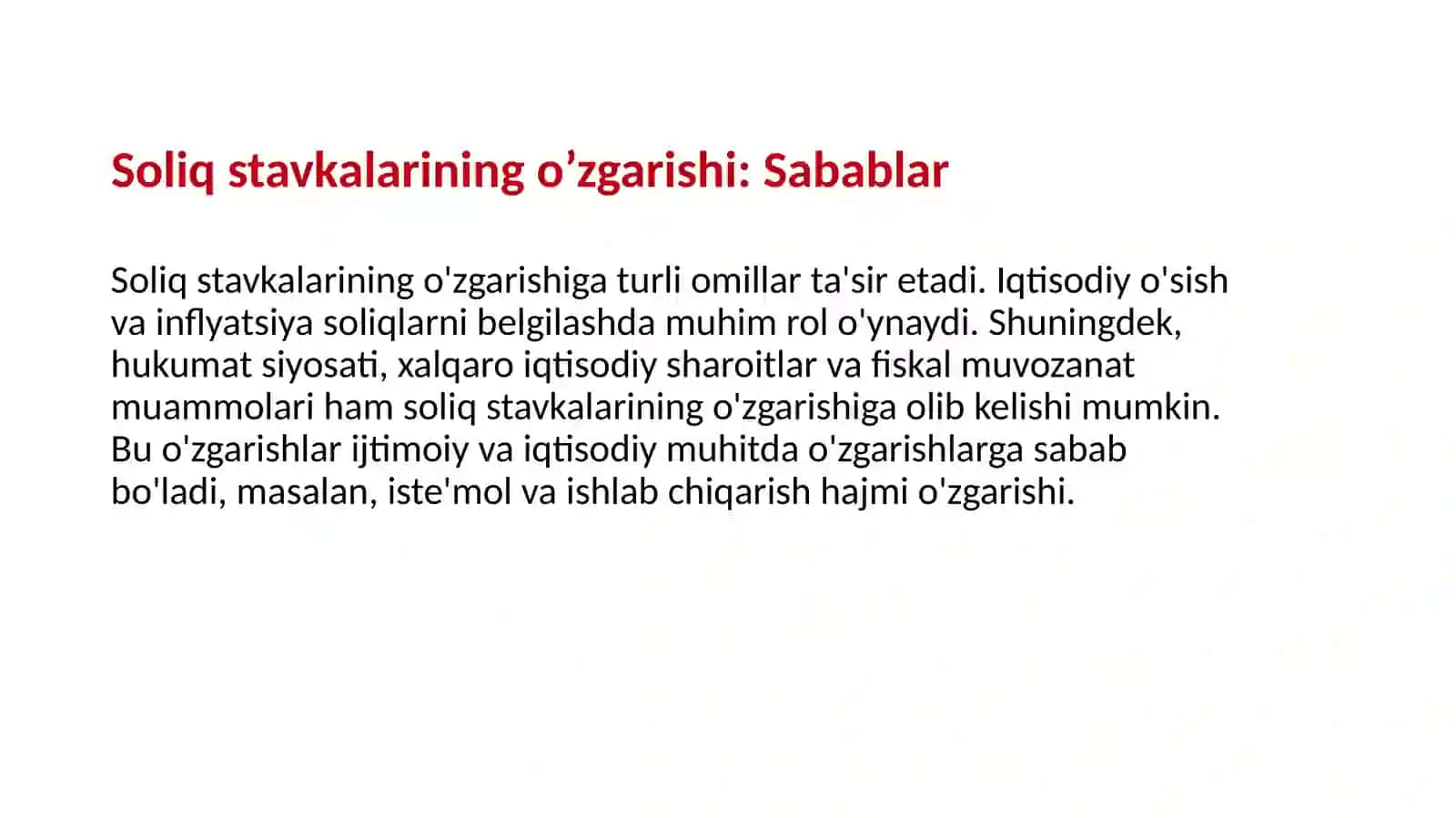 Soliq stavkalari va imtiyozlarining soliq bazasiga ta’siri sabab-oqibat tahlili 4