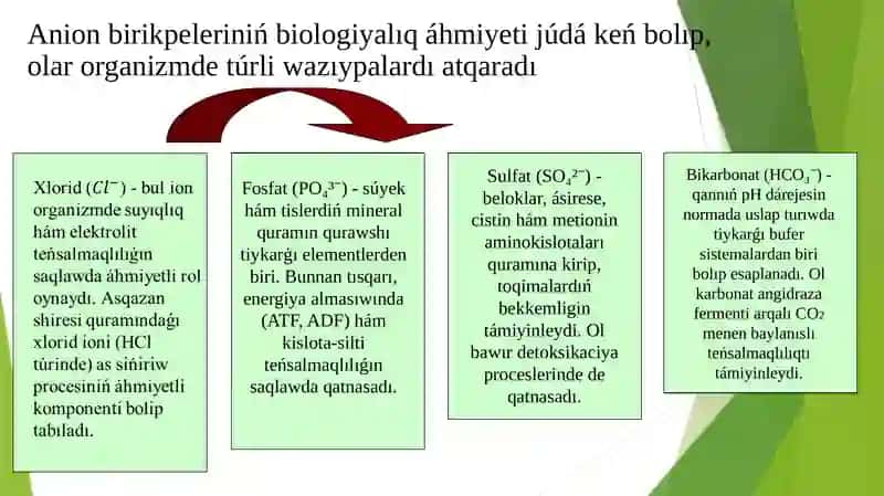 Anionbirikpelerdiń biologiyalıq áhmiyeti 4
