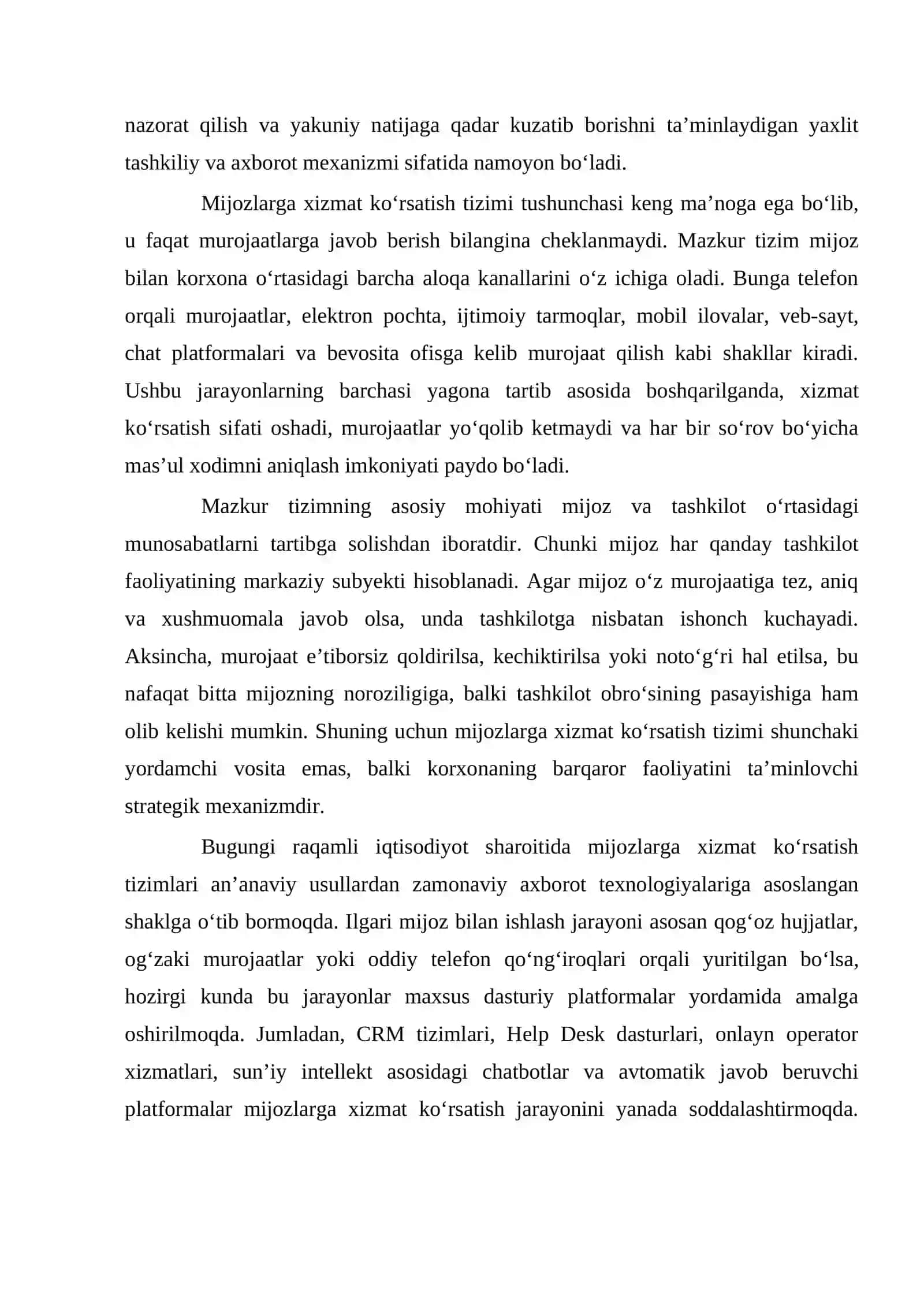 Mijozlarga xizmat haqida avtomatik ma’lumot beruvchi sun’iy intellekt asosidagi interaktiv tizim 4