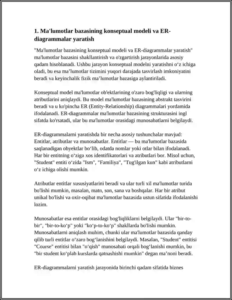 MA'LUMOTLAR BAZASINI SHAKLLANTIRISH VA O'ZGARTIRISH 4
