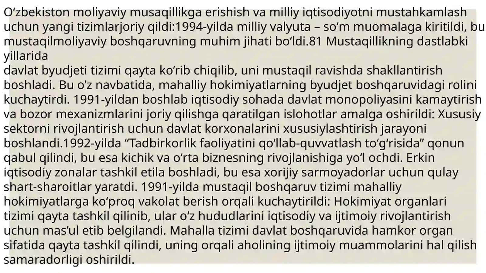 Mustaqillik yillarida davlat boshqaruvi tizimida amalga oshirilgan islohotlar 4