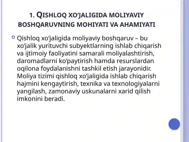 Qishloq xo‘jaligida moliya, kredit, sug‘urta va soliq munosabatlarini boshqarish 4