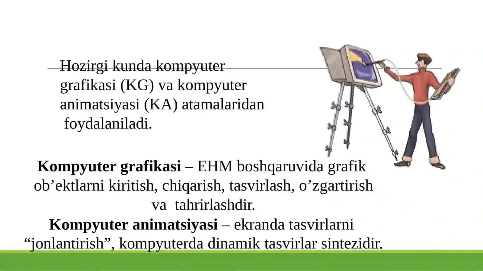 Kompyuter grafikasi tushunchasi. KG da rang modellari va tasvirlash usullari 4