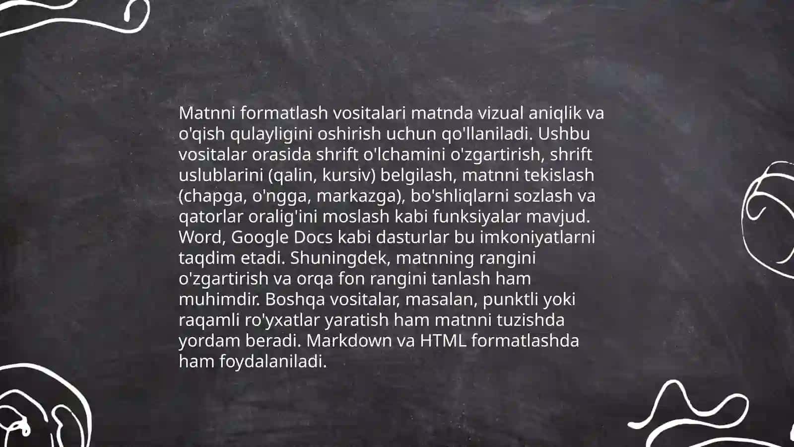 Matn hosil qiluvchi vositalar va har xil matnlar bilan ishlash 4