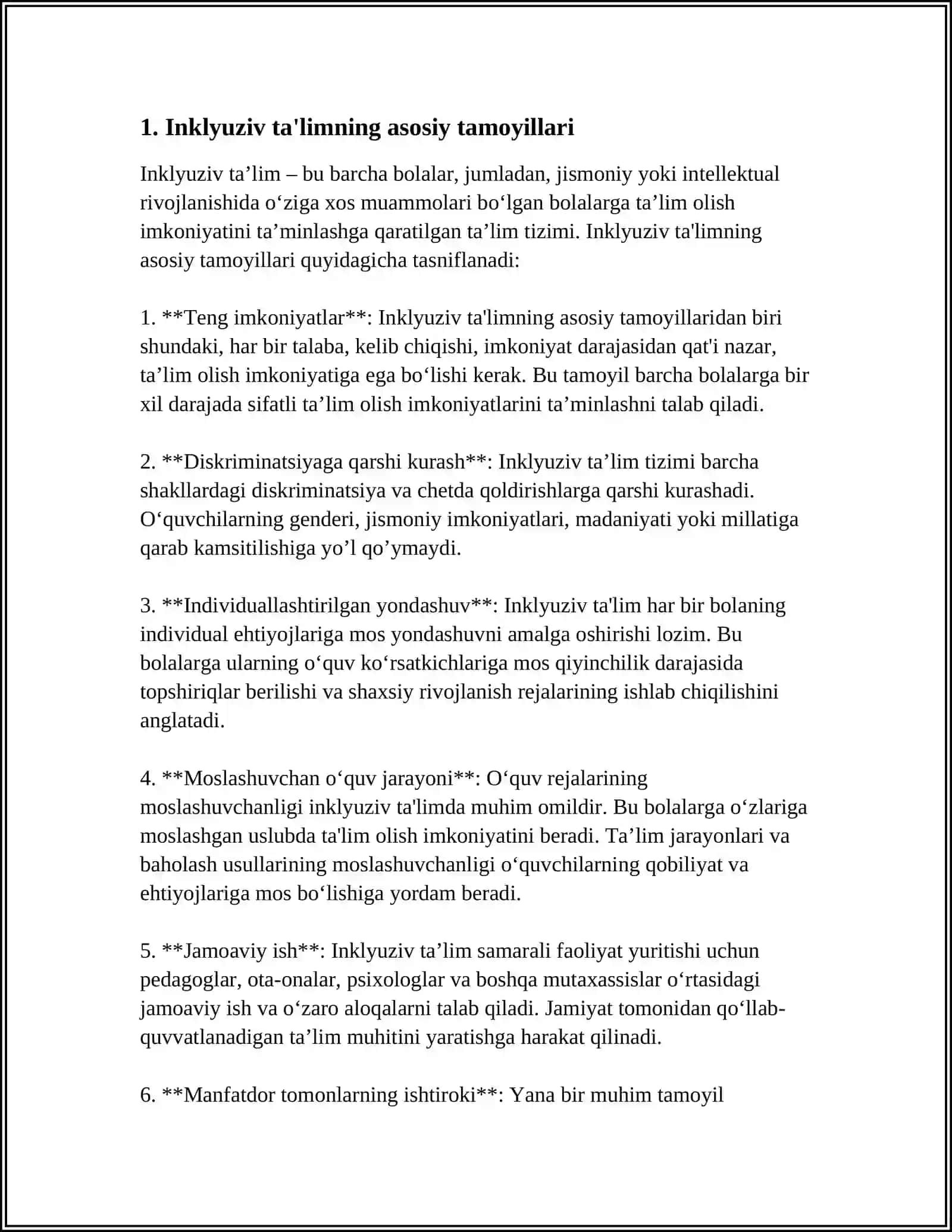INKLYUZIV TAʼLIM SINFLARI VA BOSHLANGʻICH TAYANCH KORREKSION SINFLARDA IMKONIYATI CHEKLANGAN BOLALARNI OʻQITISH BOʻYICHA PEDAGOGIK JARAYONNI TASHKIL ETISH YOʻLLARI 4
