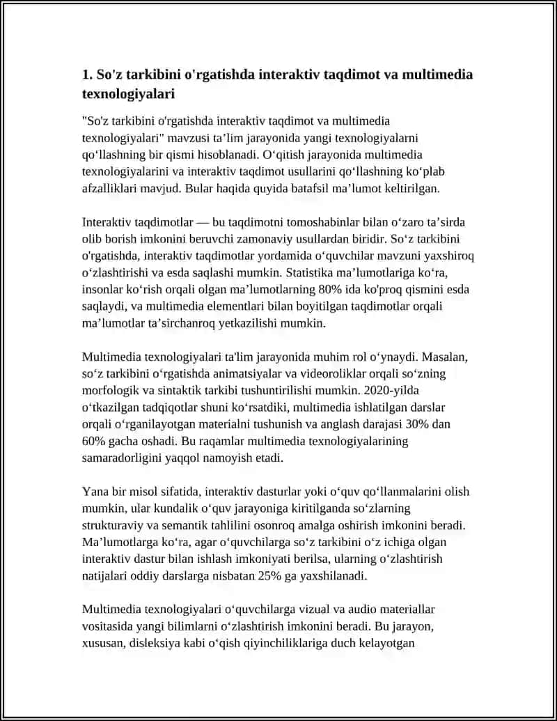 SO'Z TARKIBINI PEDAGOGIK TEXNOLOGIYALARNI O'RGANISHDA QO'LLASH 4