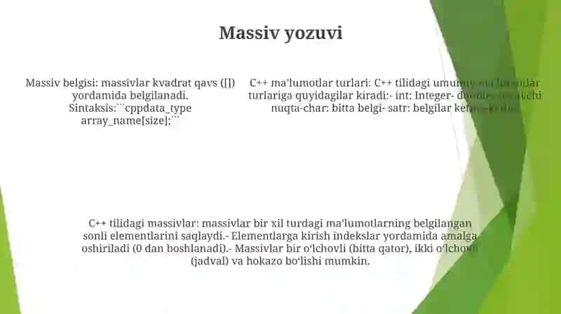 C++ Dastur Tilida Ko'Rsatkichlar Va Massivlar 4