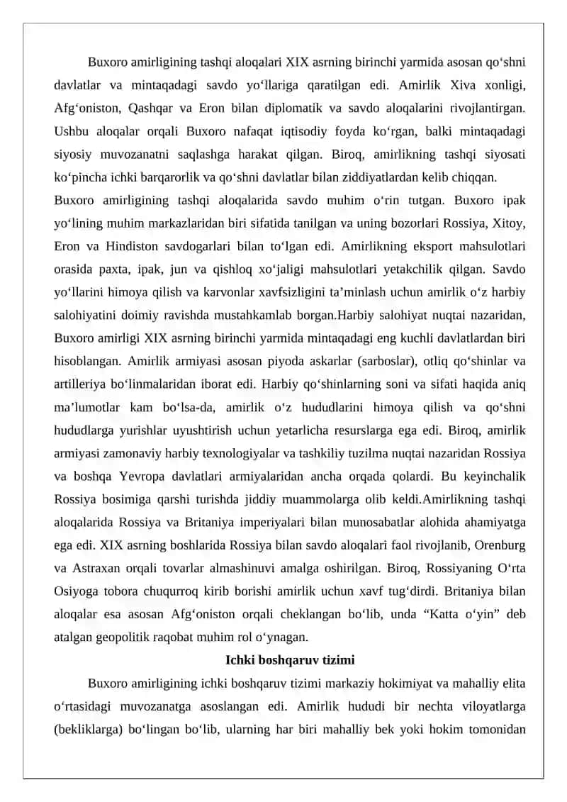 Buxoro amirligining vassal davlatga aylantirilishi 4