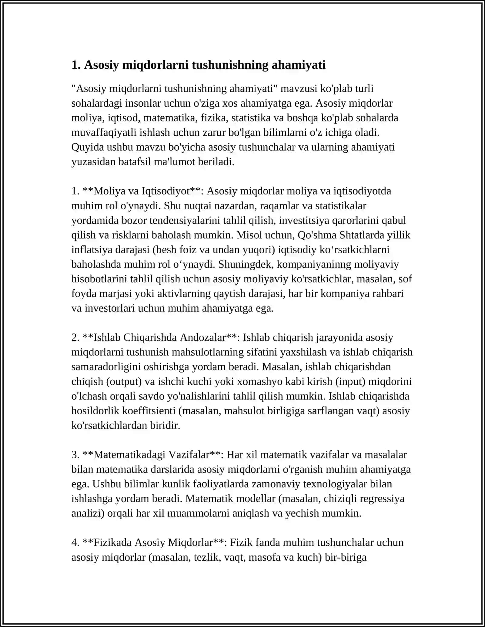 ASOSIY MIQDORLARNI OʻRGATISH JARAYONIDA ERISHILADIGAN MAQSADLAR HAQIDA YOZING 4