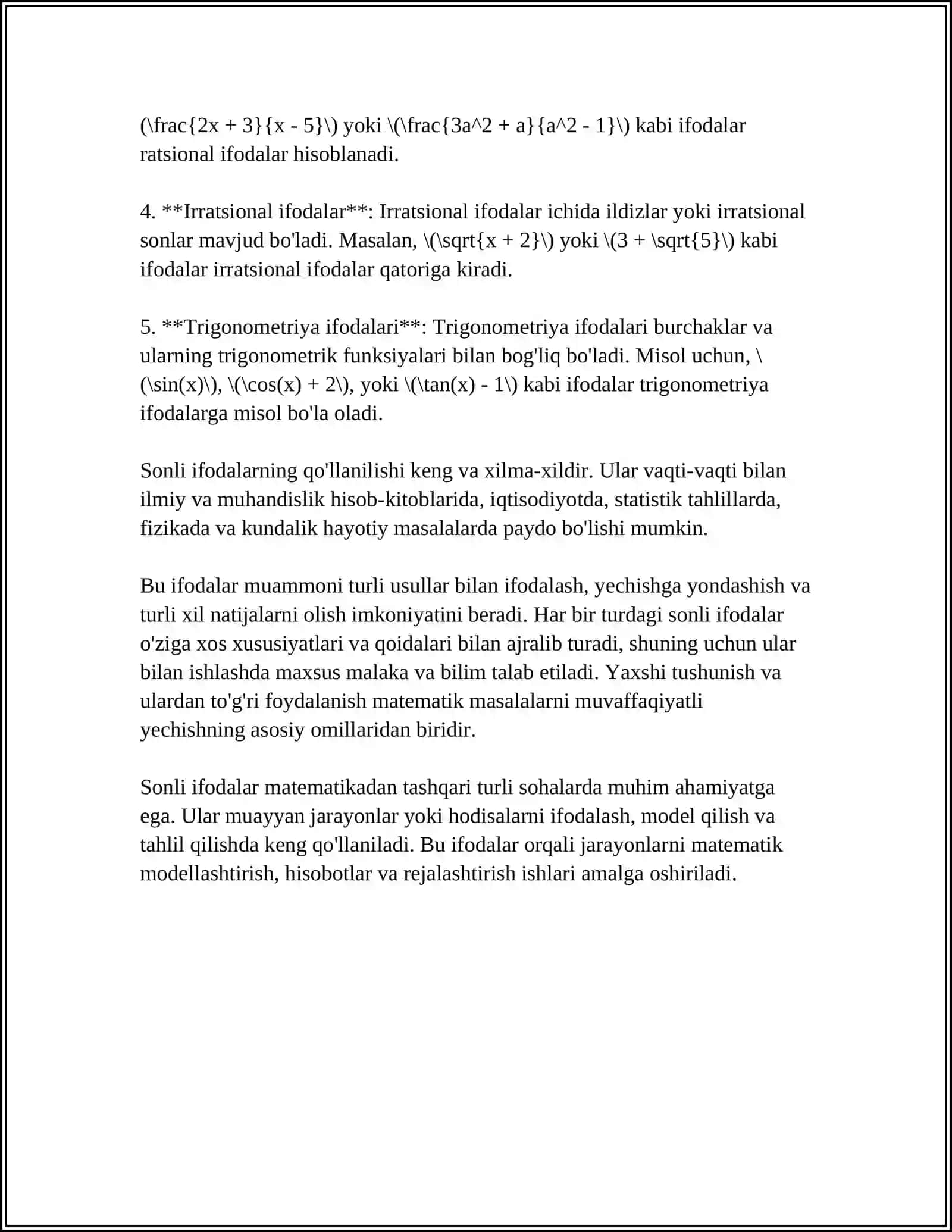 5-SINF SONLI VA HARFIY IFODALAR MATEMATIK AMALLAR VA TENGLAMALAR 4