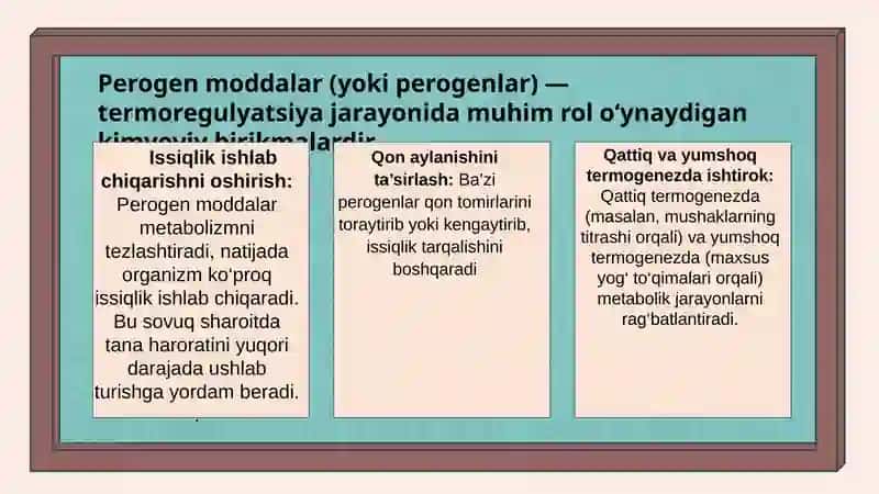 Pirogen moddalar termoregulyatsiya jarayonidagi ahamiyati 4