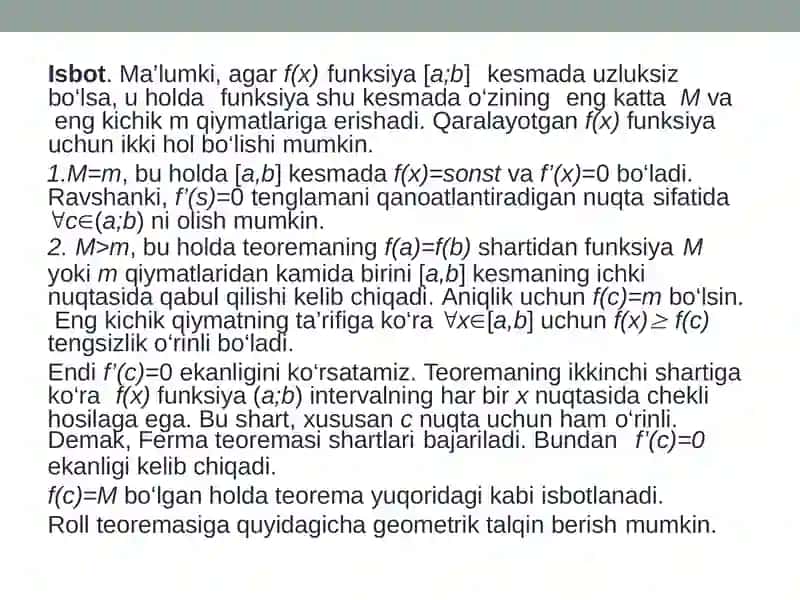 Differensial hisobning asosiy teoremalari 4