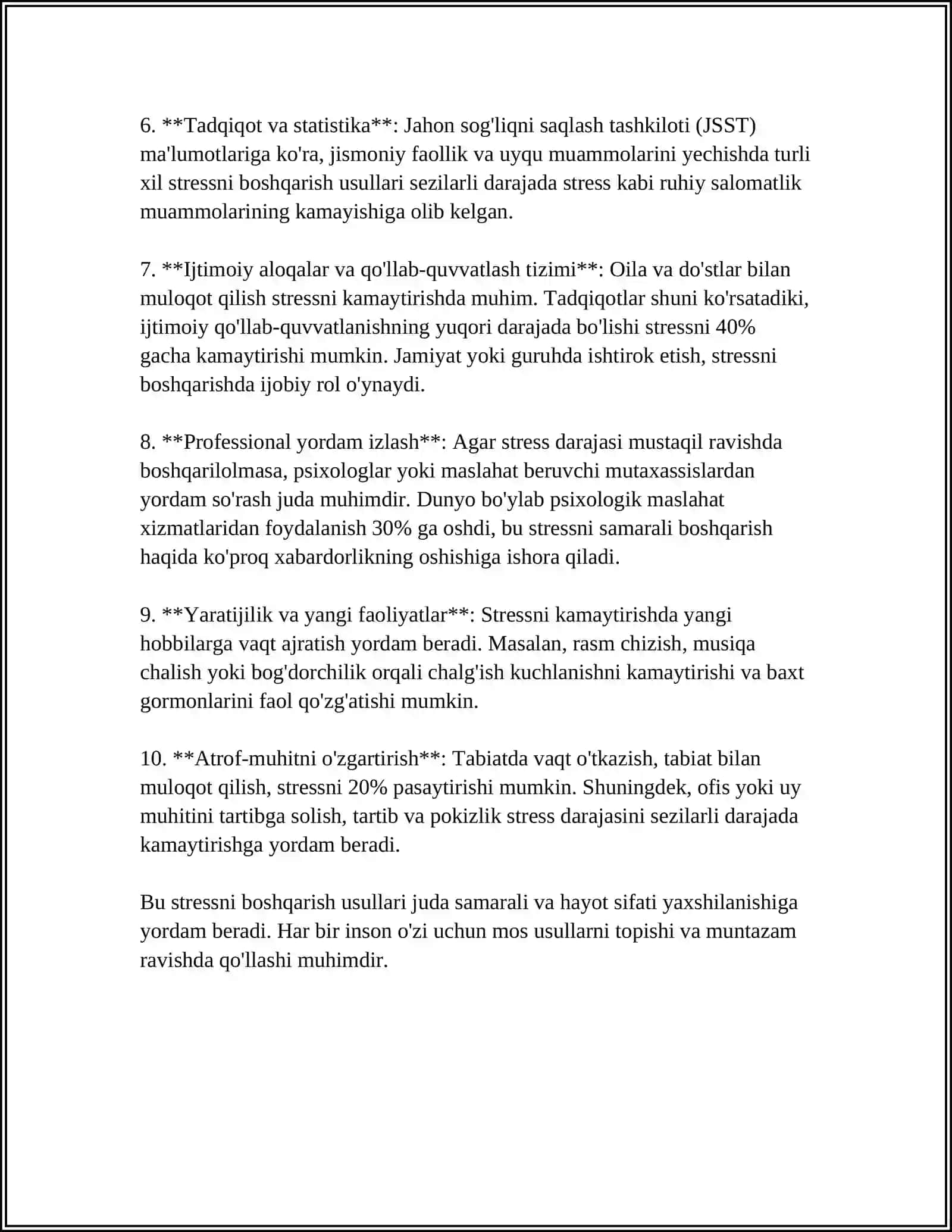 SALOMATLIKNI TA'MINLOVCHI ZARUR PSIXOLOGIK-PEDAGOGIK OMILLAR. TA'LIM OLUVCHILARGA PSIXOLOGIK TA'SIR KOʻRSATISH YOʻLLARI 4