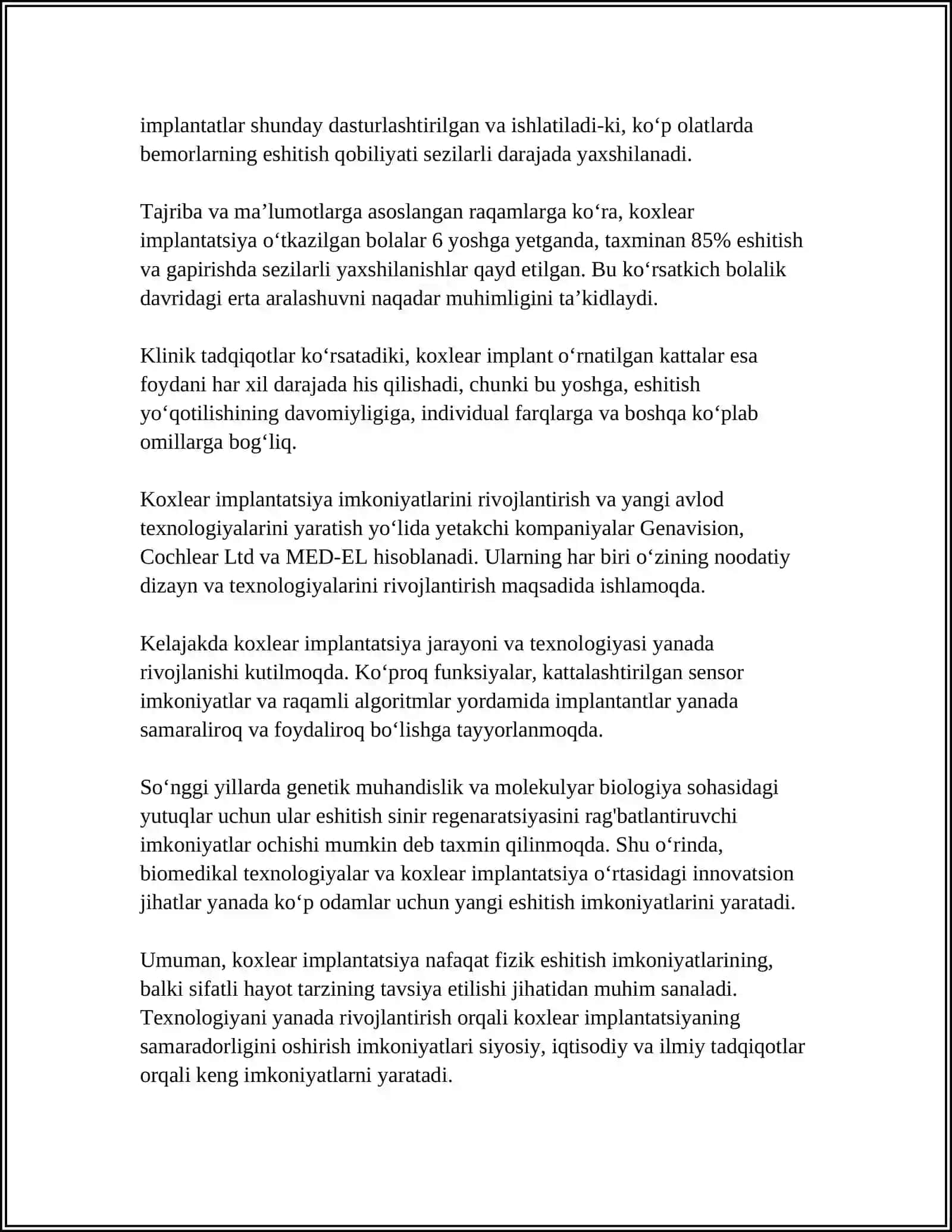 ESHITISH BOIFIZIKASI ELEMENTLARI KOXLEAR IMPLATATSIYA ASOSLARI 4