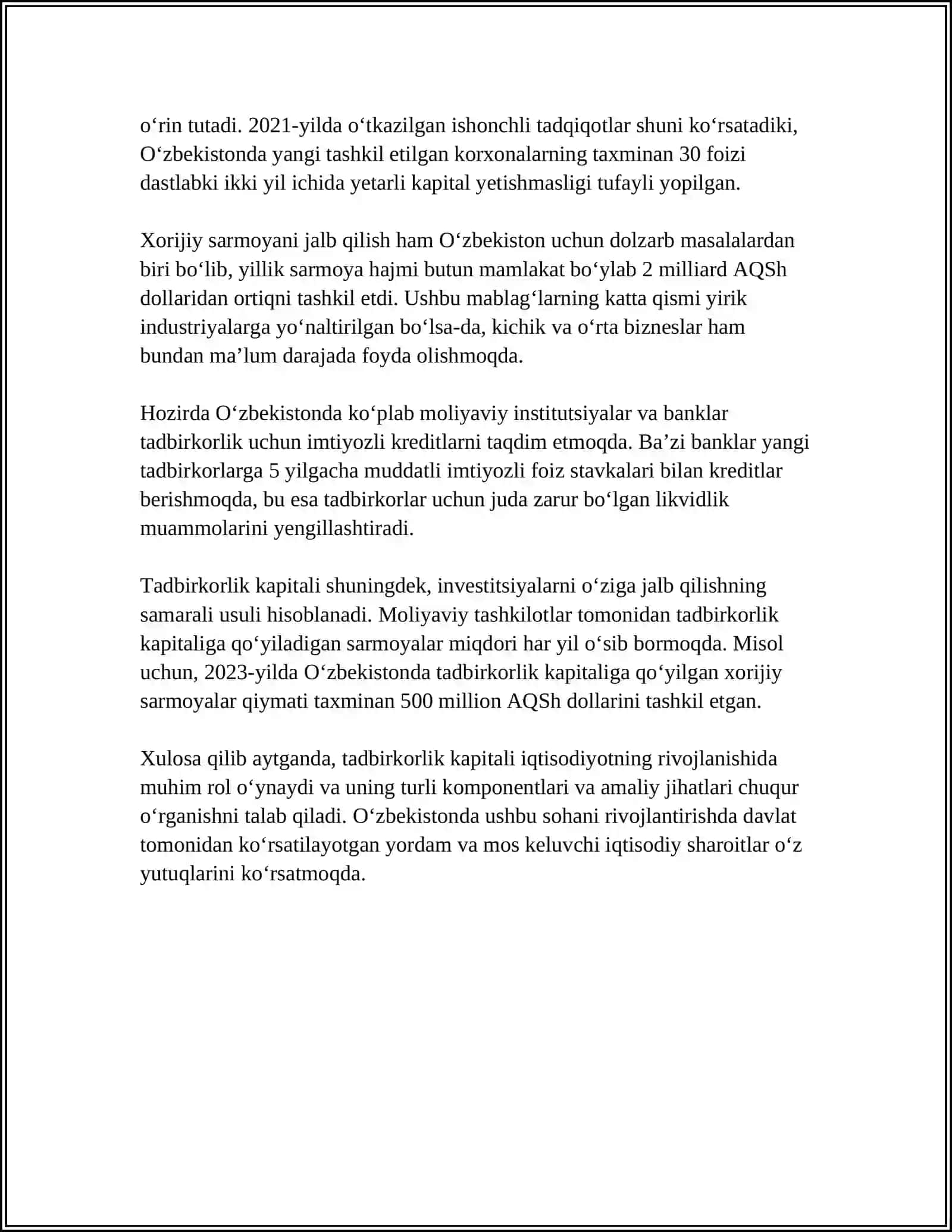 TADBIRKORLIK KAPITALINING MOHIYATI VA TURLARI 4